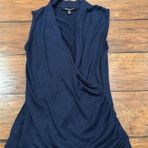 41 Hawthorn Navy Faux Wrap Sleeveless Top – S Petite